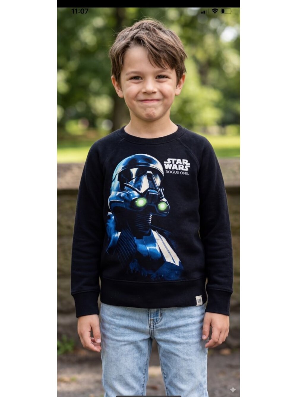 Gap Star Wars Rogue One Crewneck Sweatshirt Black Size S (6-7) Back To School